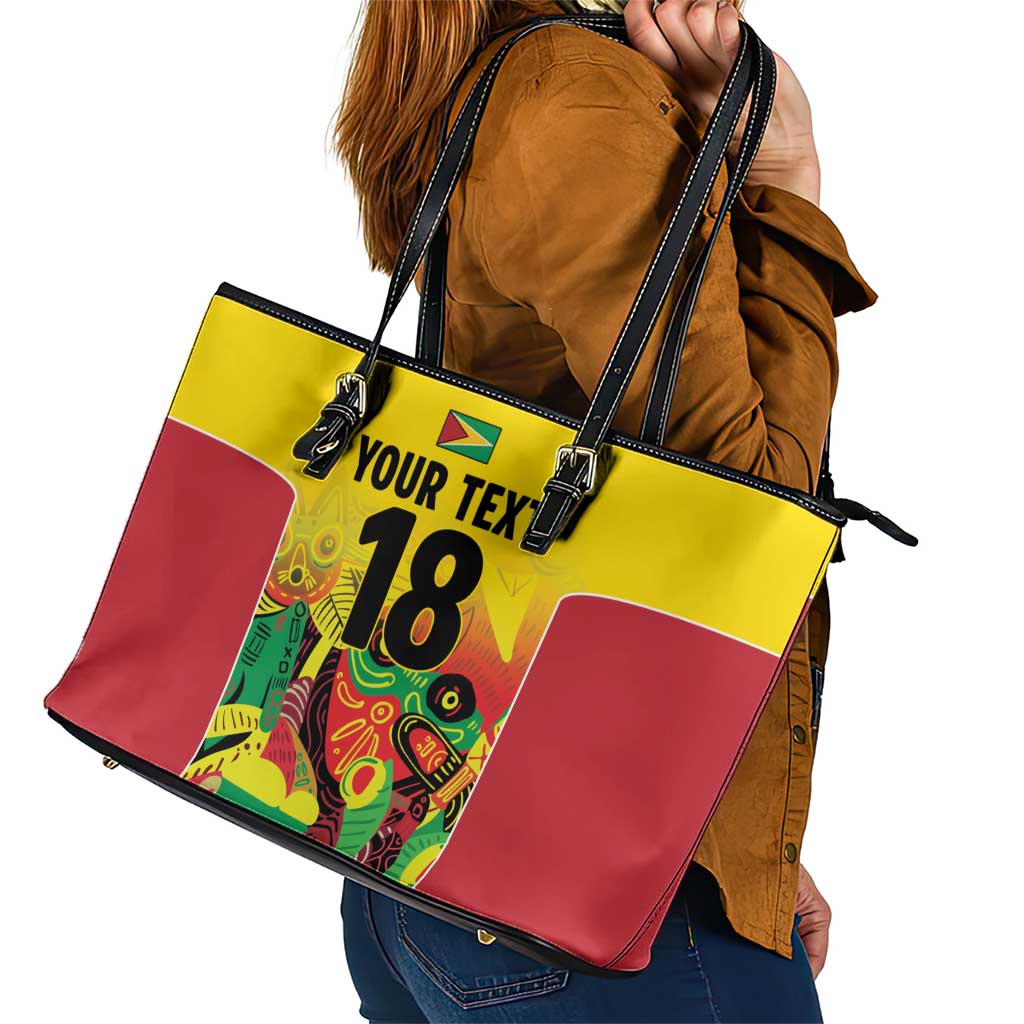 Custom Guyana Football Leather Tote Bag Golden Jaguars Spirit - Yellow - Wonder Print Shop