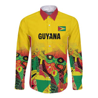 Custom Guyana Football Long Sleeve Button Shirt Golden Jaguars Spirit - Yellow - Wonder Print Shop