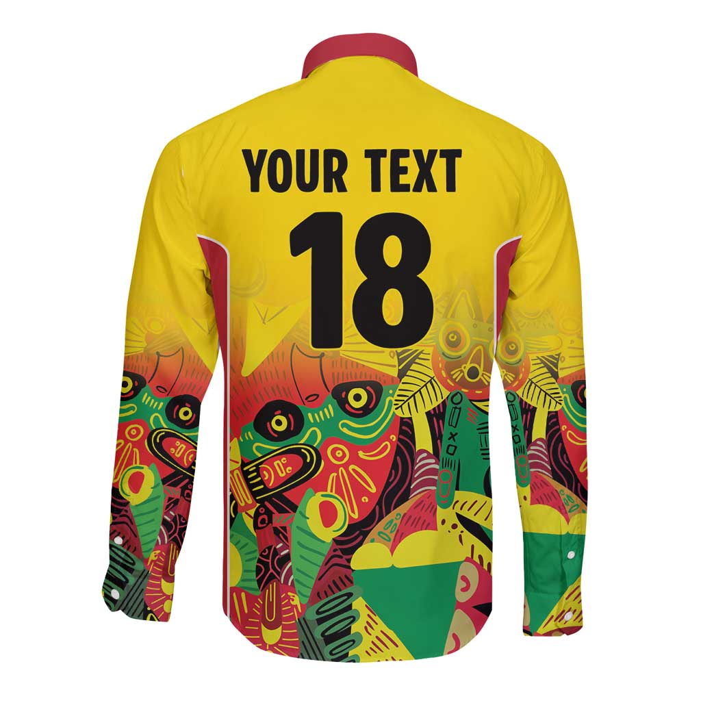 Custom Guyana Football Long Sleeve Button Shirt Golden Jaguars Spirit - Yellow - Wonder Print Shop