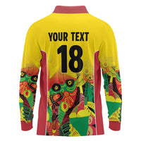 Custom Guyana Football Long Sleeve Polo Shirt Golden Jaguars Spirit - Yellow - Wonder Print Shop