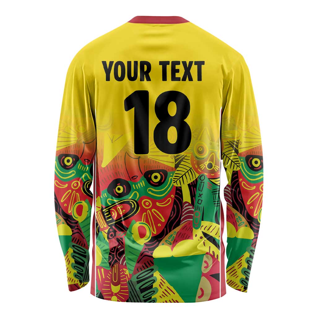 Custom Guyana Football Long Sleeve Shirt Golden Jaguars Spirit - Yellow - Wonder Print Shop