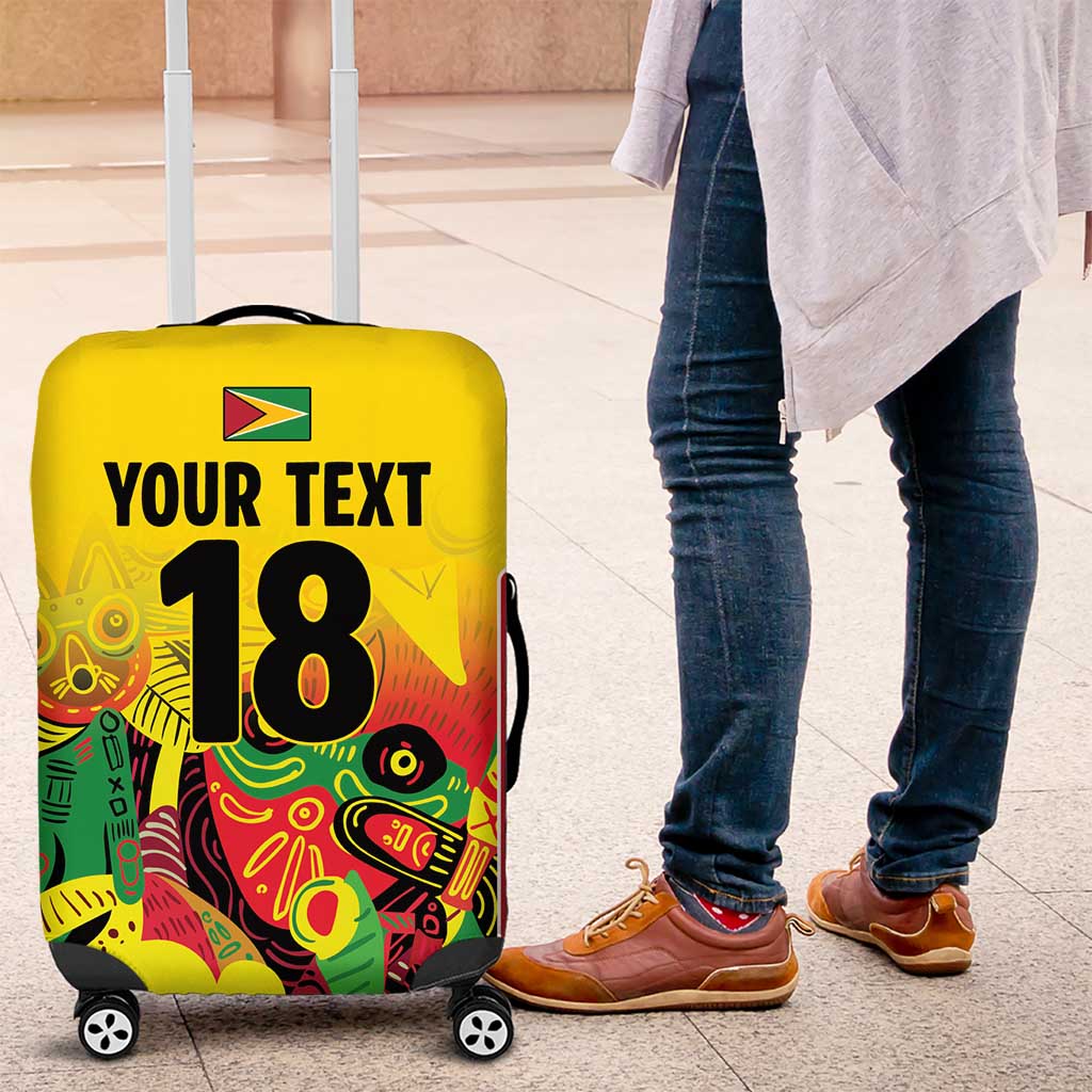 Custom Guyana Football Luggage Cover Golden Jaguars Spirit - Yellow - Wonder Print Shop