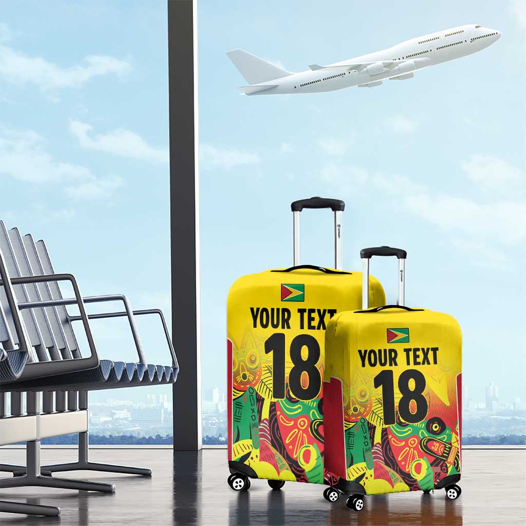 Custom Guyana Football Luggage Cover Golden Jaguars Spirit - Yellow - Wonder Print Shop