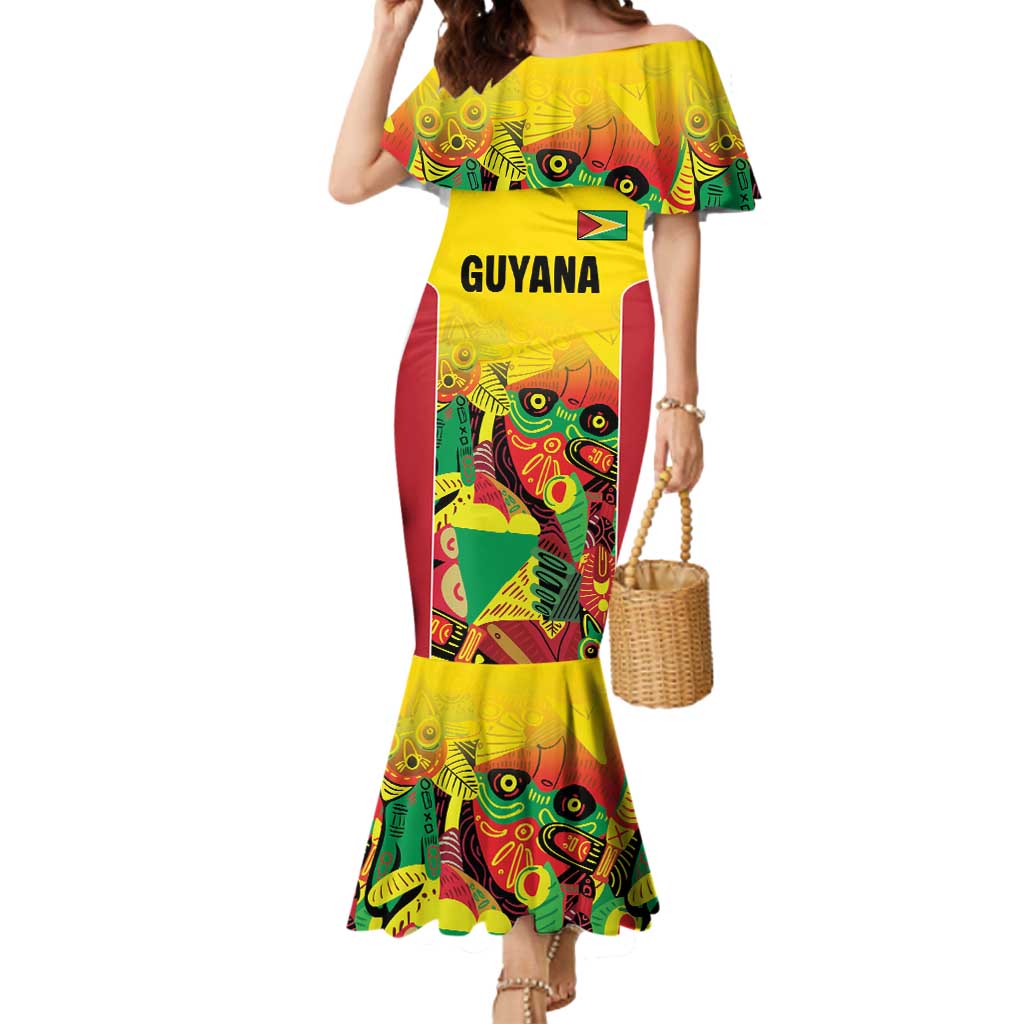 Custom Guyana Football Mermaid Dress Golden Jaguars Spirit - Yellow - Wonder Print Shop