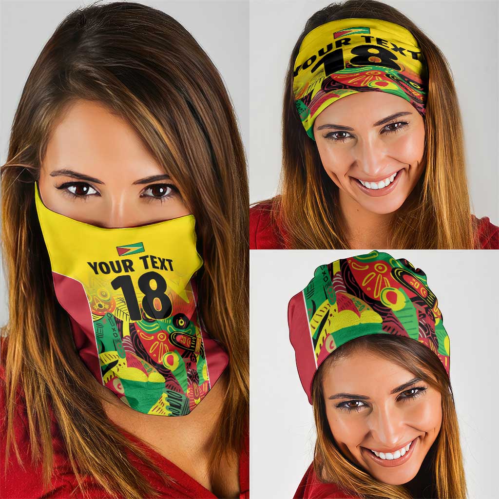 Custom Guyana Football Neck Gaiter Golden Jaguars Spirit - Yellow - Wonder Print Shop