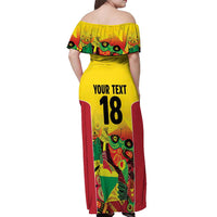 Custom Guyana Football Off Shoulder Maxi Dress Golden Jaguars Spirit - Yellow - Wonder Print Shop