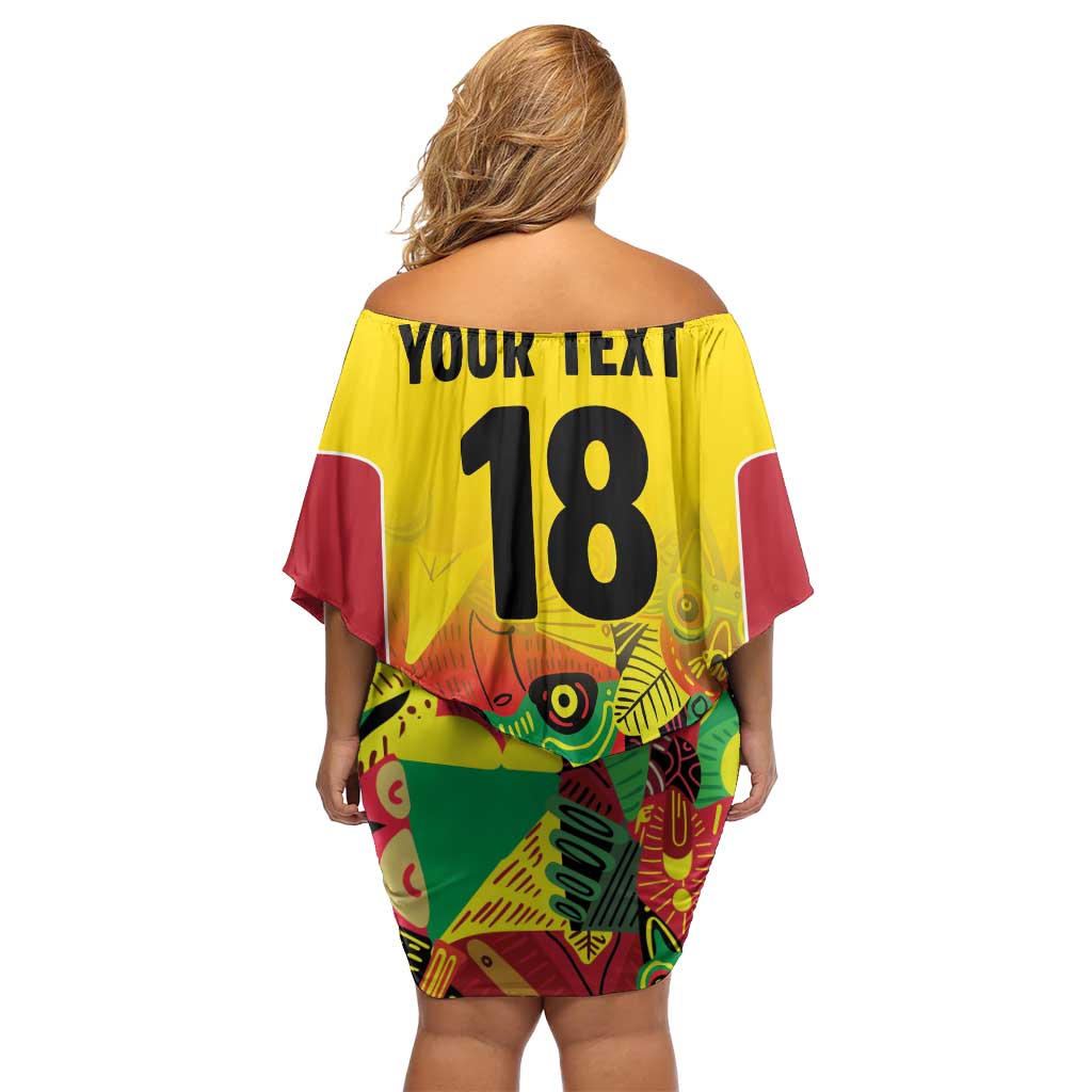 Custom Guyana Football Off Shoulder Short Dress Golden Jaguars Spirit - Yellow - Wonder Print Shop