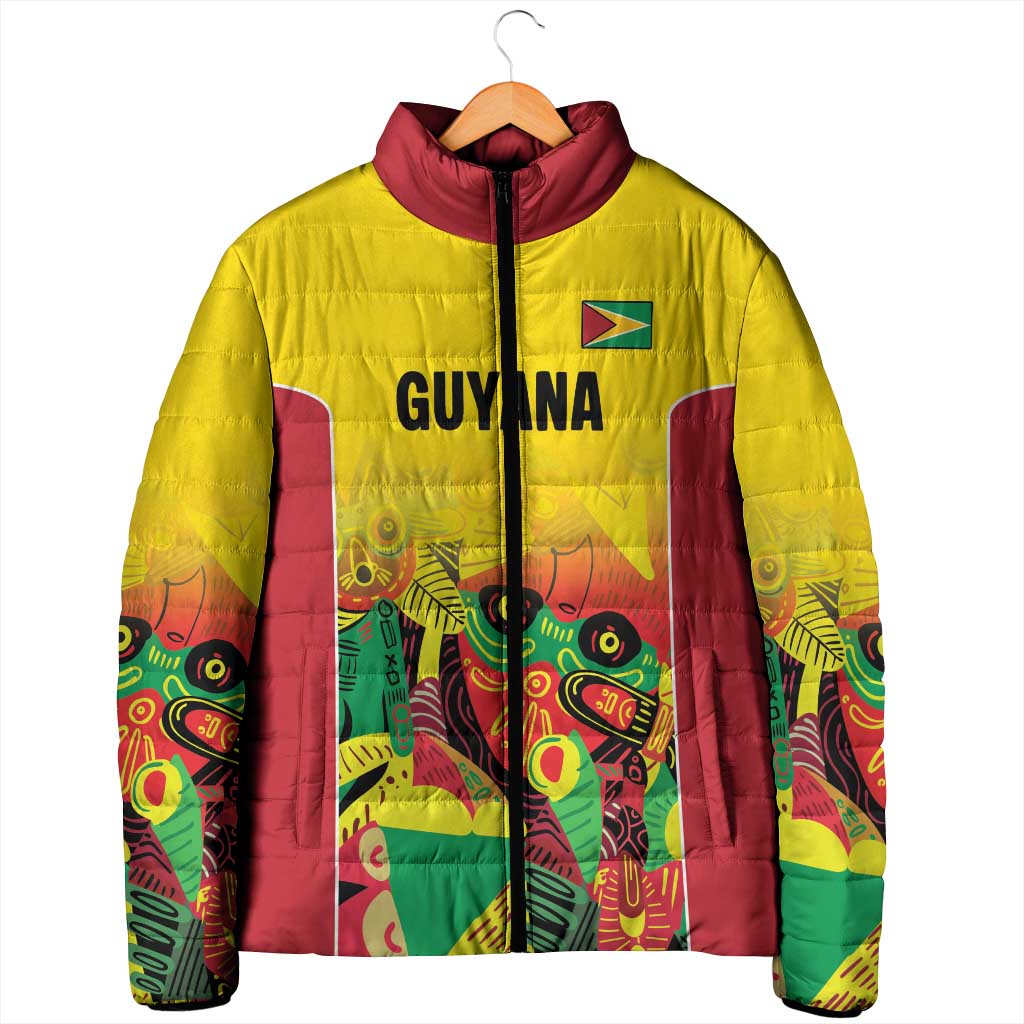 Custom Guyana Football Padded Jacket Golden Jaguars Spirit - Yellow - Wonder Print Shop