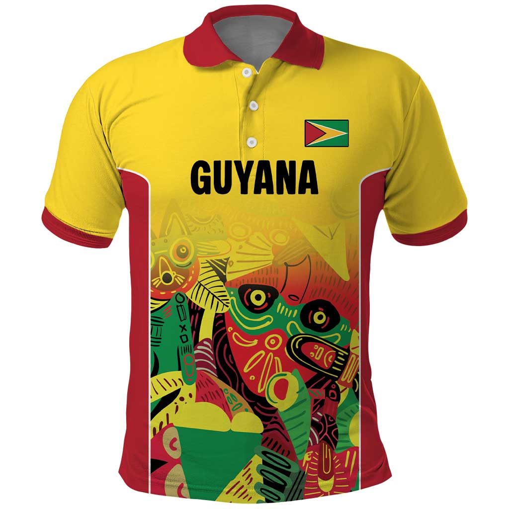 Custom Guyana Football Polo Shirt Golden Jaguars Spirit - Yellow - Wonder Print Shop