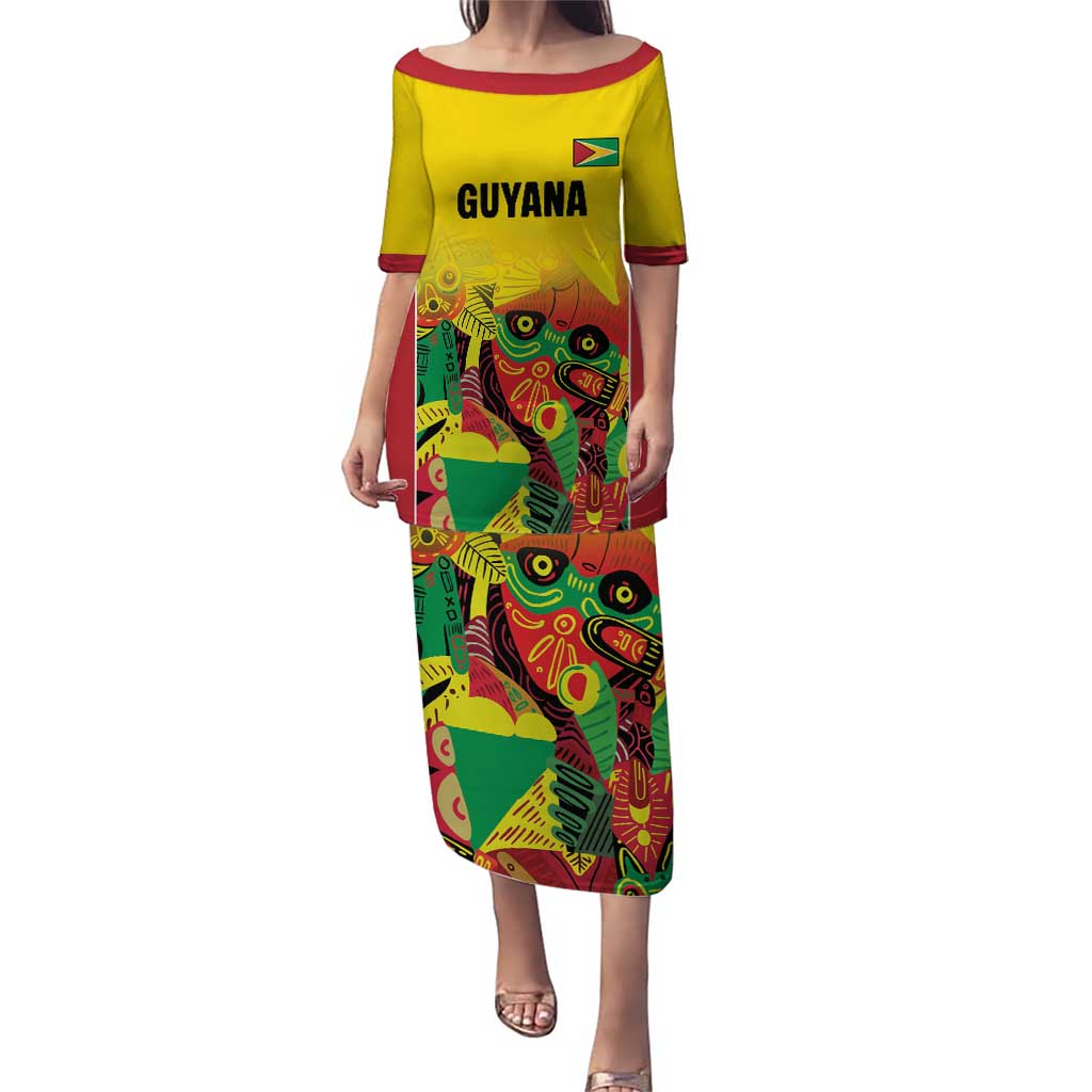 Custom Guyana Football Puletasi Golden Jaguars Spirit - Yellow - Wonder Print Shop