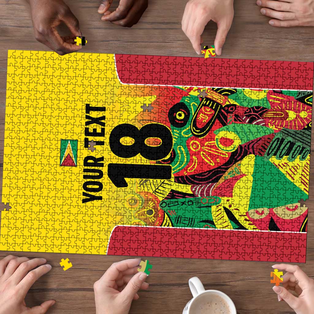 Custom Guyana Football Puzzle Golden Jaguars Spirit - Yellow - Wonder Print Shop