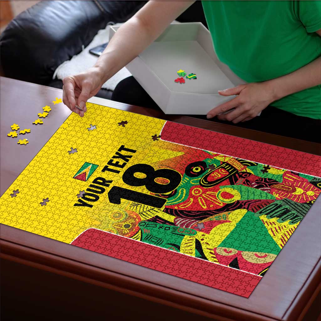 Custom Guyana Football Puzzle Golden Jaguars Spirit - Yellow - Wonder Print Shop