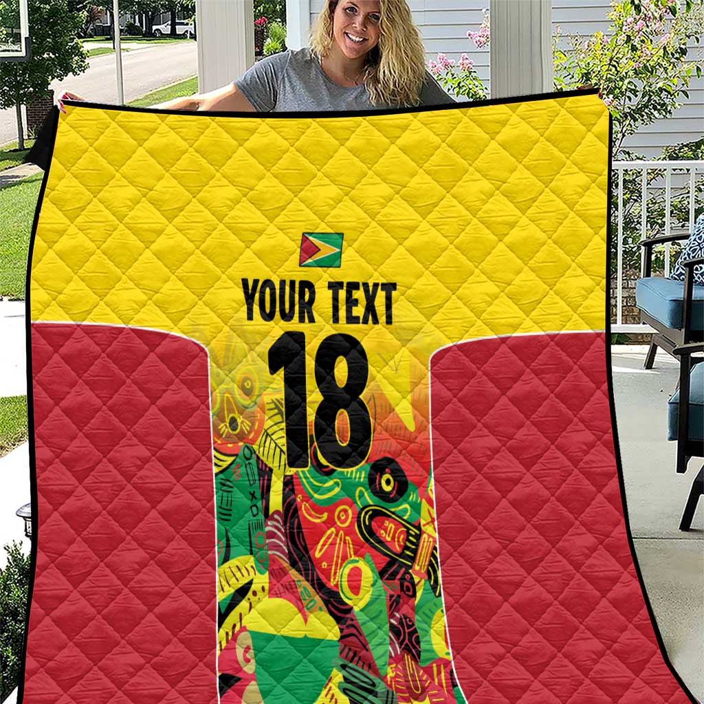 Custom Guyana Football Quilt Golden Jaguars Spirit - Yellow - Wonder Print Shop