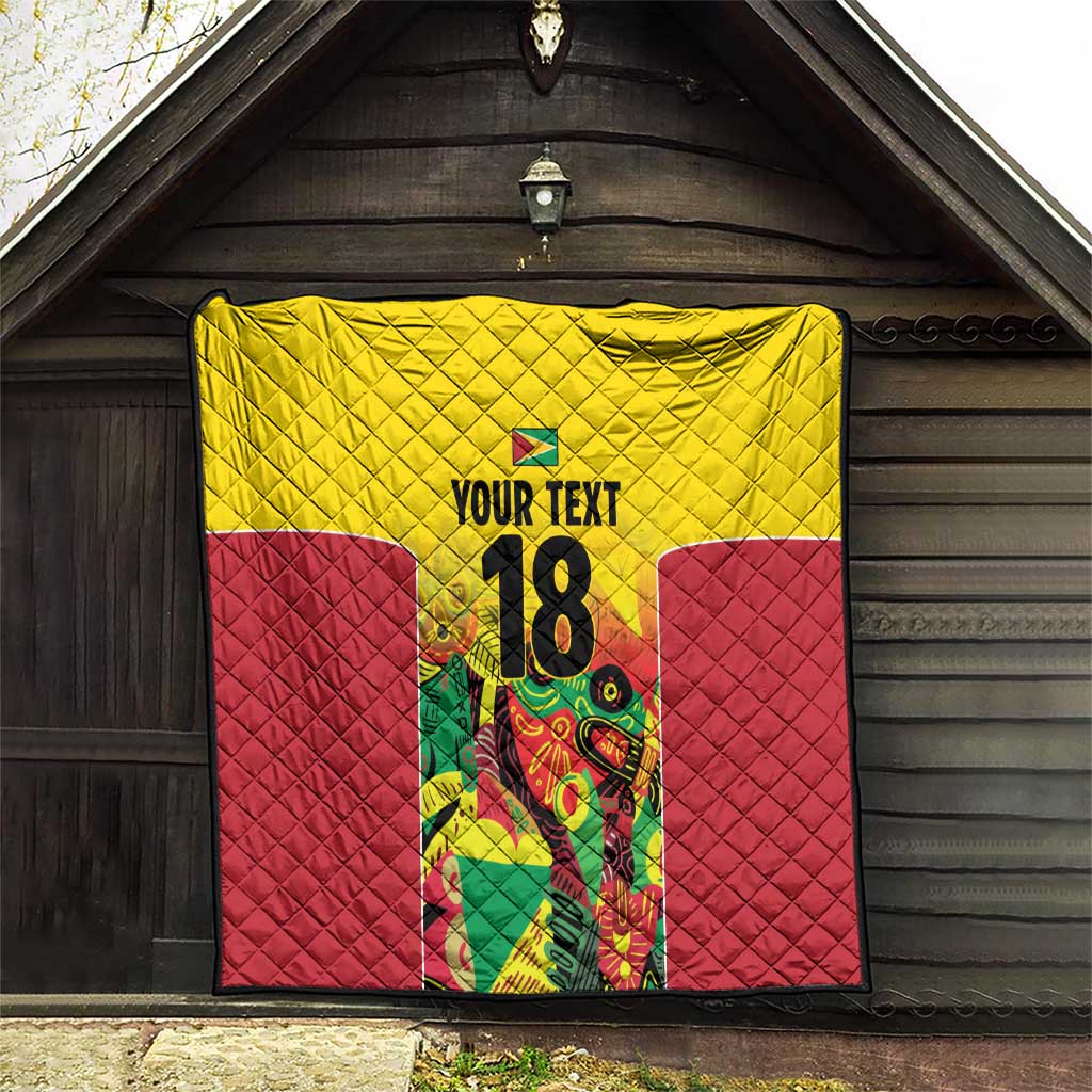 Custom Guyana Football Quilt Golden Jaguars Spirit - Yellow - Wonder Print Shop