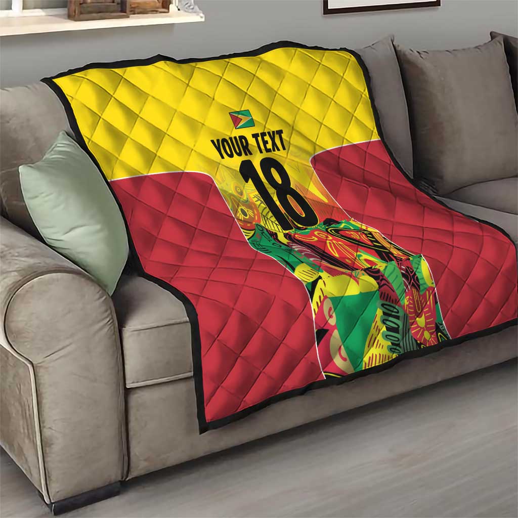 Custom Guyana Football Quilt Golden Jaguars Spirit - Yellow - Wonder Print Shop
