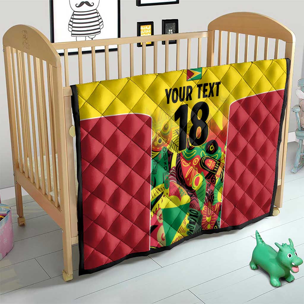 Custom Guyana Football Quilt Golden Jaguars Spirit - Yellow - Wonder Print Shop