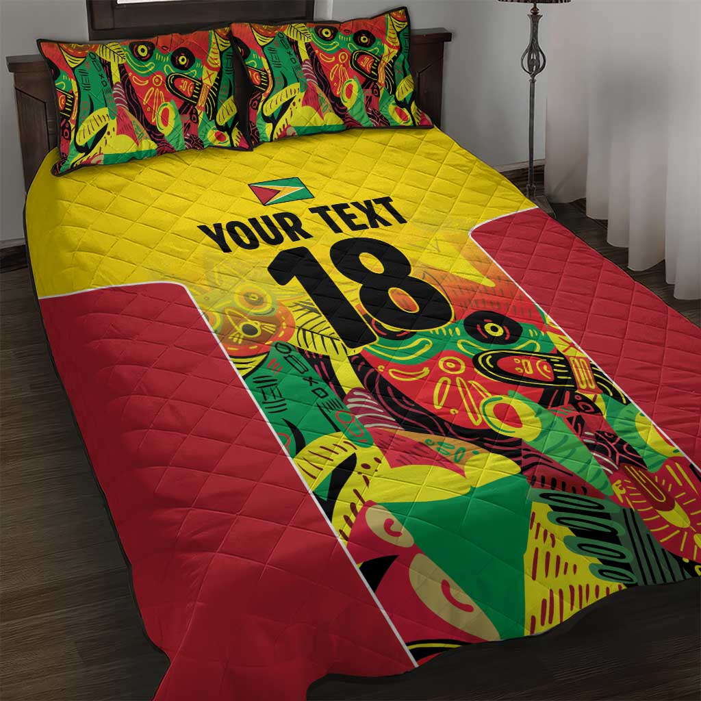 Custom Guyana Football Quilt Bed Set Golden Jaguars Spirit - Yellow - Wonder Print Shop