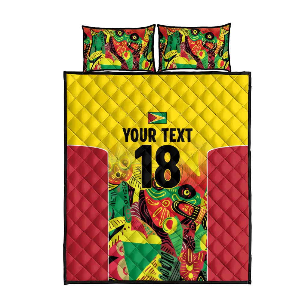 Custom Guyana Football Quilt Bed Set Golden Jaguars Spirit - Yellow - Wonder Print Shop