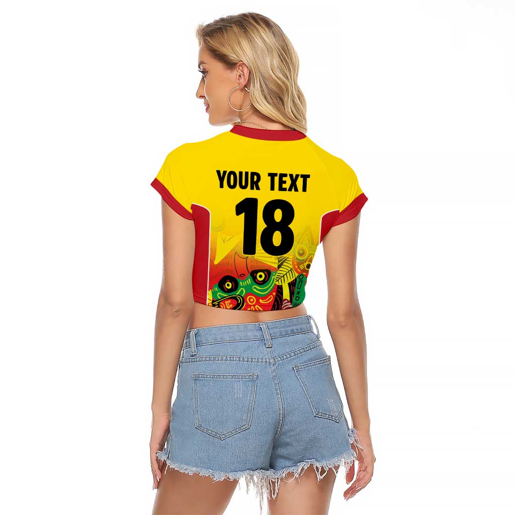 Custom Guyana Football Raglan Cropped T Shirt Golden Jaguars Spirit - Yellow - Wonder Print Shop