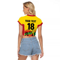 Custom Guyana Football Raglan Cropped T Shirt Golden Jaguars Spirit - Yellow - Wonder Print Shop