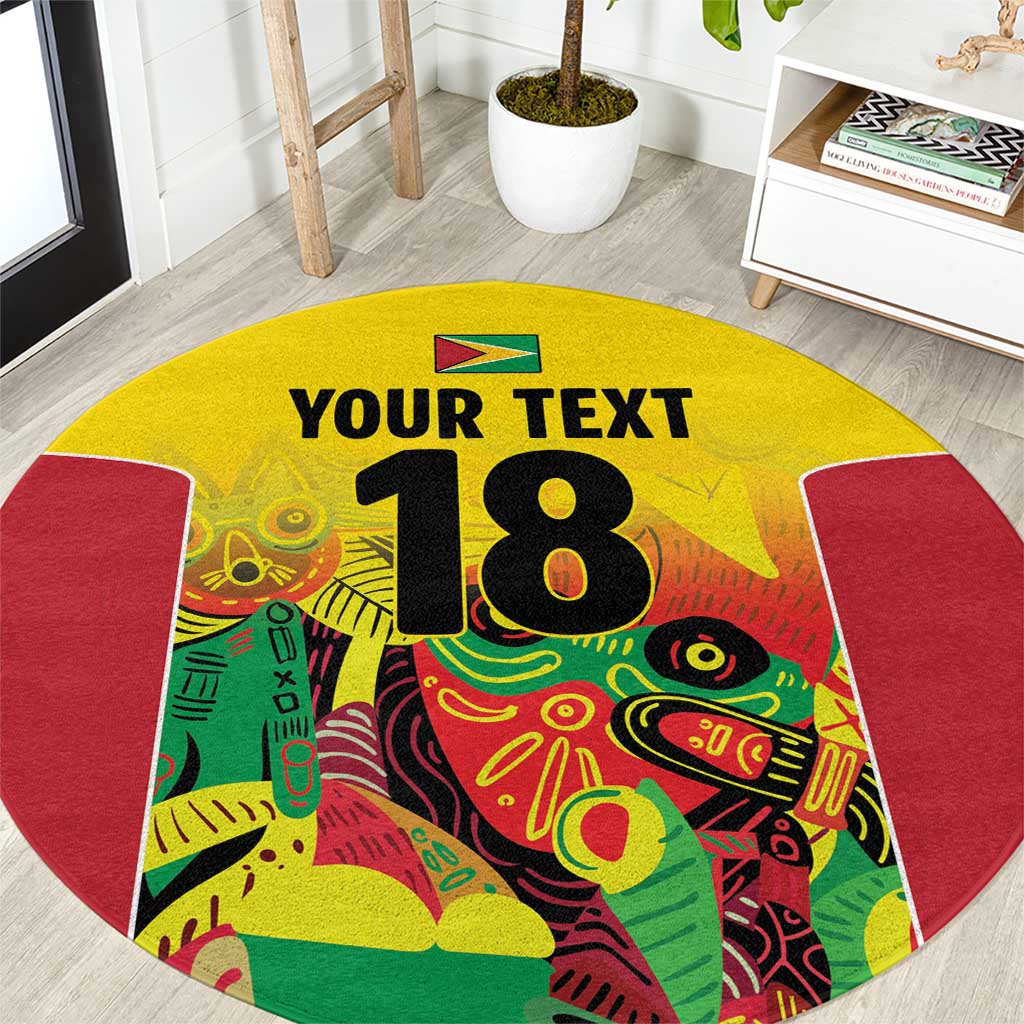 Custom Guyana Football Round Carpet Golden Jaguars Spirit - Yellow - Wonder Print Shop