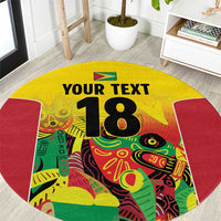 Custom Guyana Football Round Carpet Golden Jaguars Spirit - Yellow - Wonder Print Shop