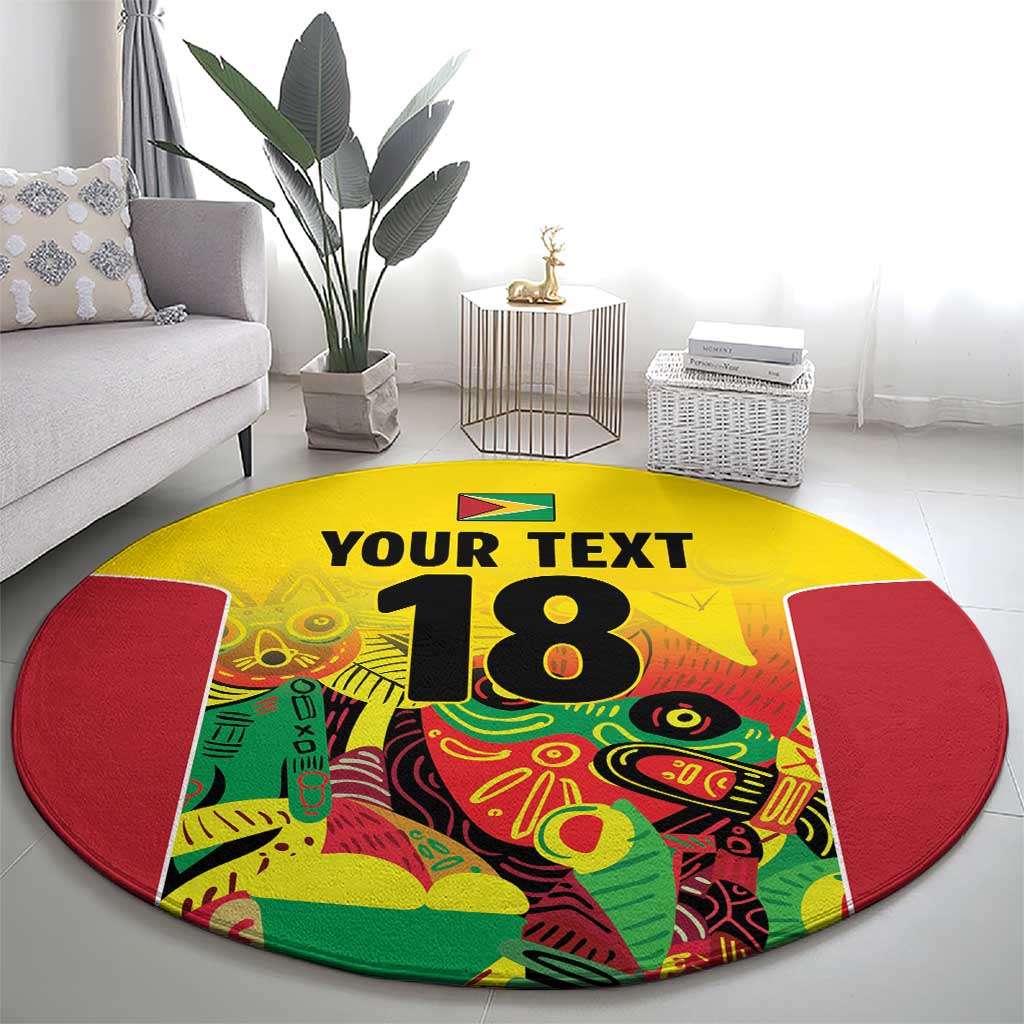 Custom Guyana Football Round Carpet Golden Jaguars Spirit - Yellow - Wonder Print Shop