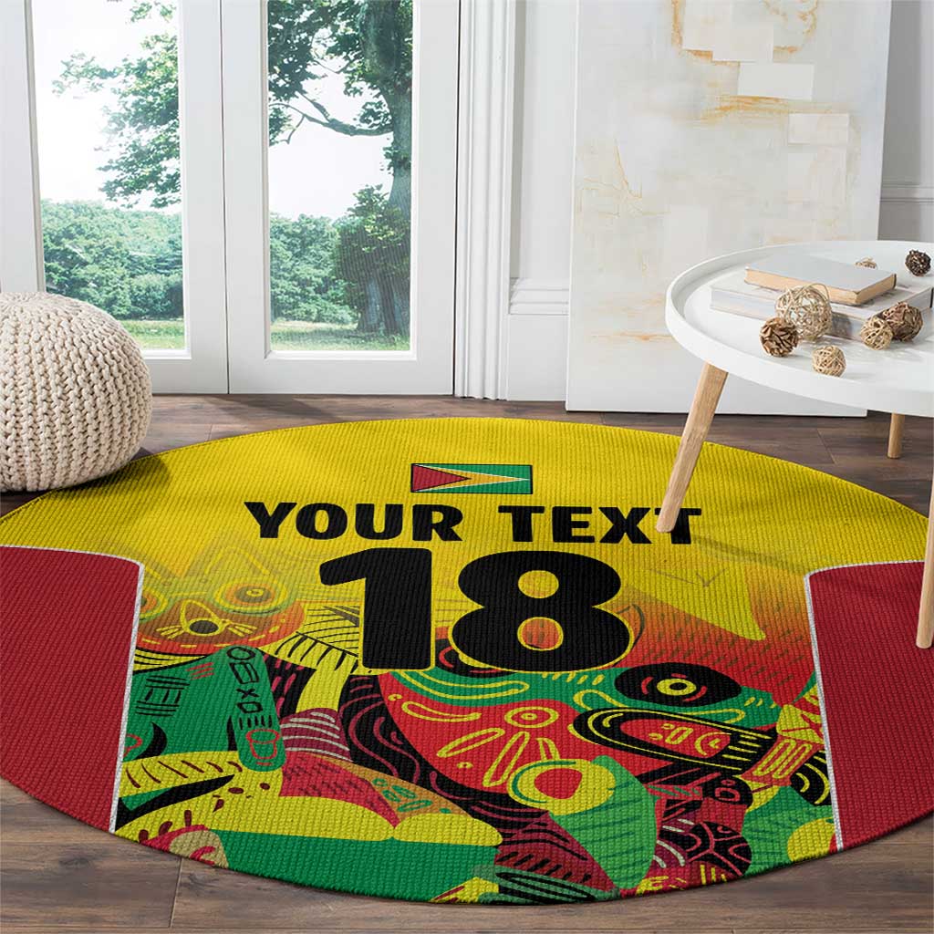 Custom Guyana Football Round Carpet Golden Jaguars Spirit - Yellow - Wonder Print Shop