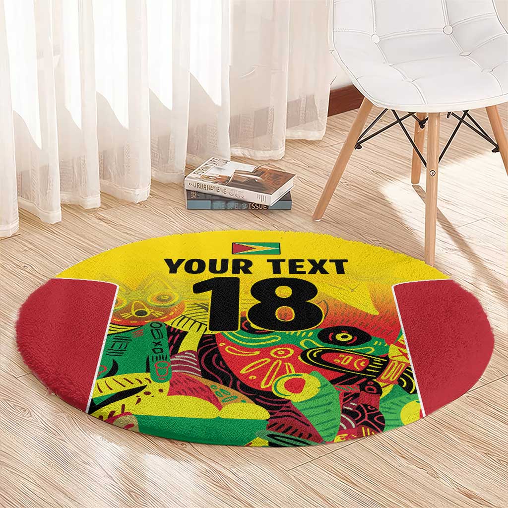 Custom Guyana Football Round Carpet Golden Jaguars Spirit - Yellow - Wonder Print Shop