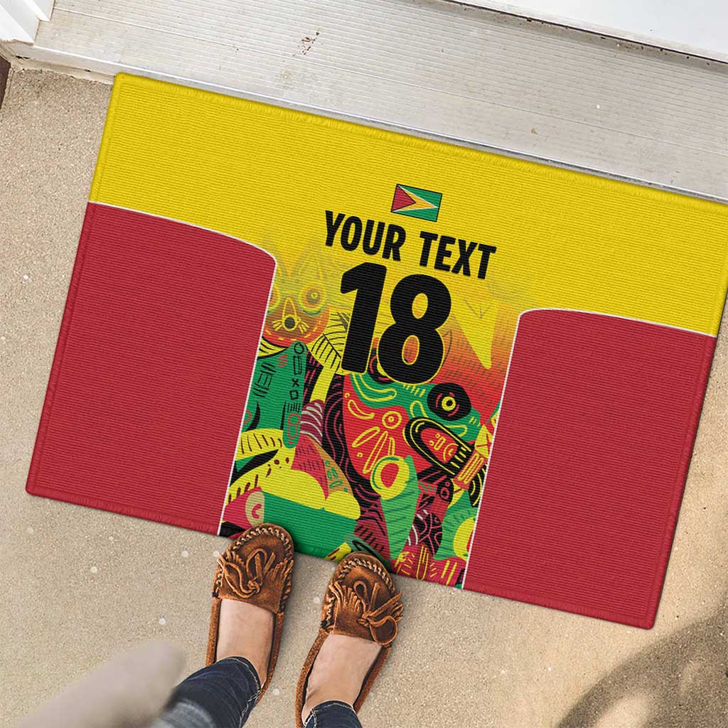Custom Guyana Football Rubber Doormat Golden Jaguars Spirit - Yellow - Wonder Print Shop