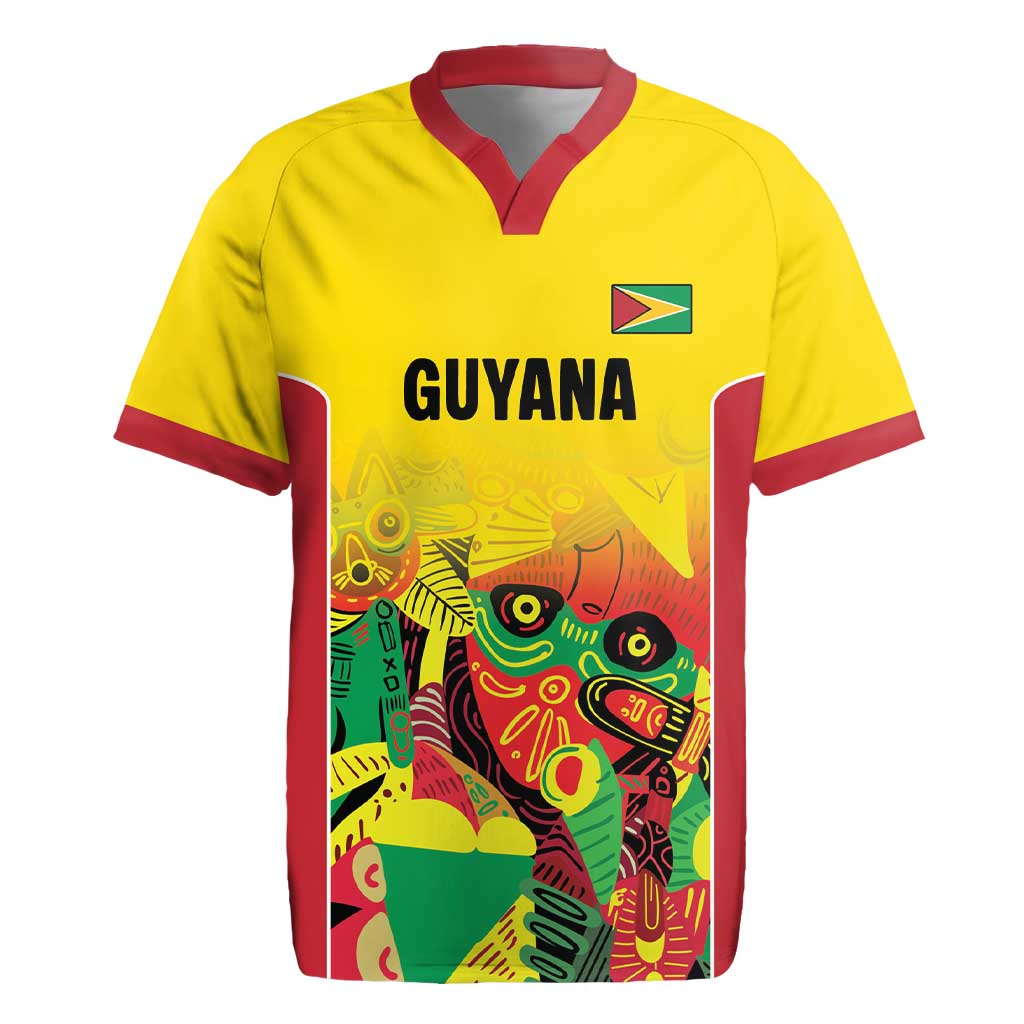 Custom Guyana Football Rugby Jersey Golden Jaguars Spirit - Yellow - Wonder Print Shop