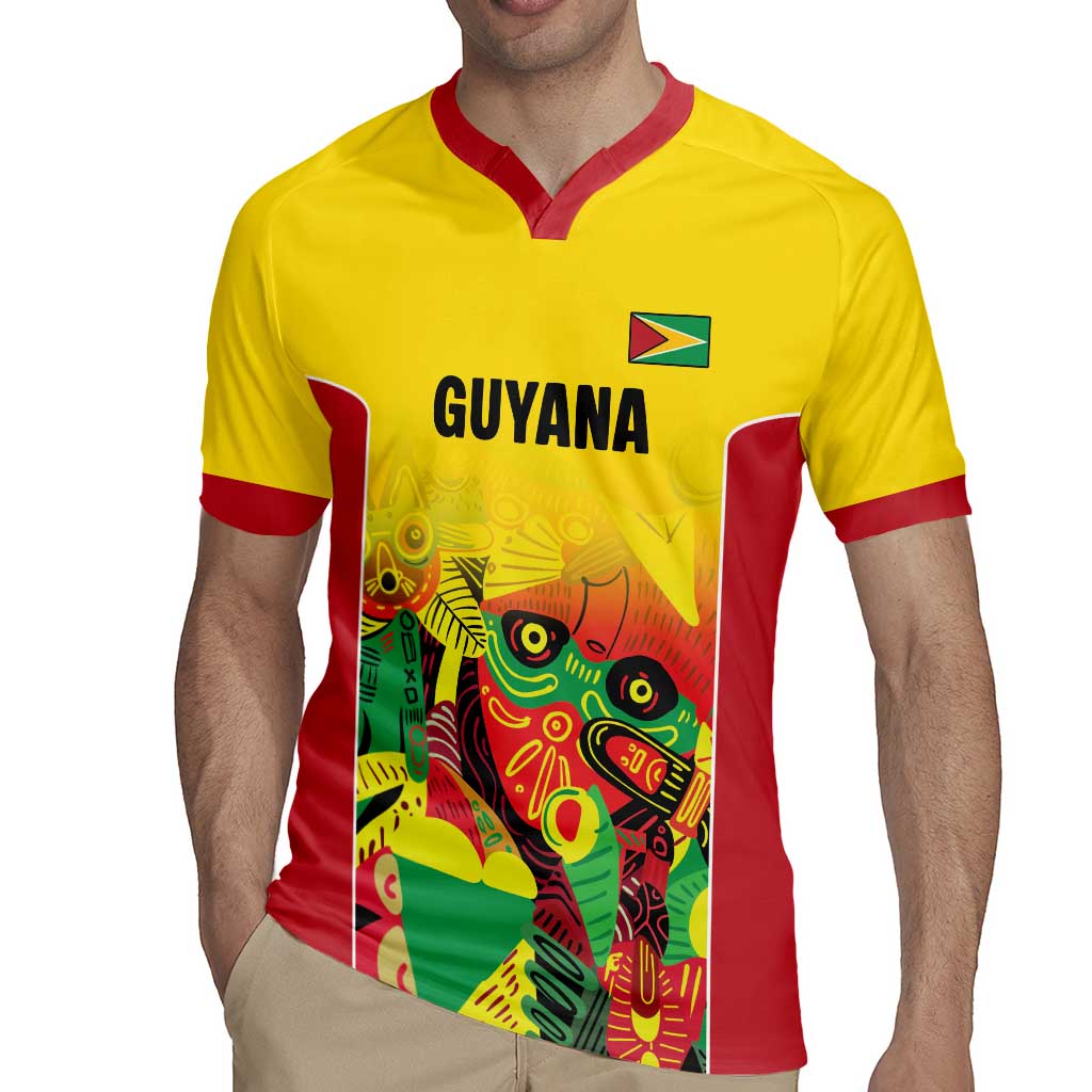 Custom Guyana Football Rugby Jersey Golden Jaguars Spirit - Yellow - Wonder Print Shop