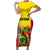 Custom Guyana Football Short Sleeve Bodycon Dress Golden Jaguars Spirit - Yellow - Wonder Print Shop