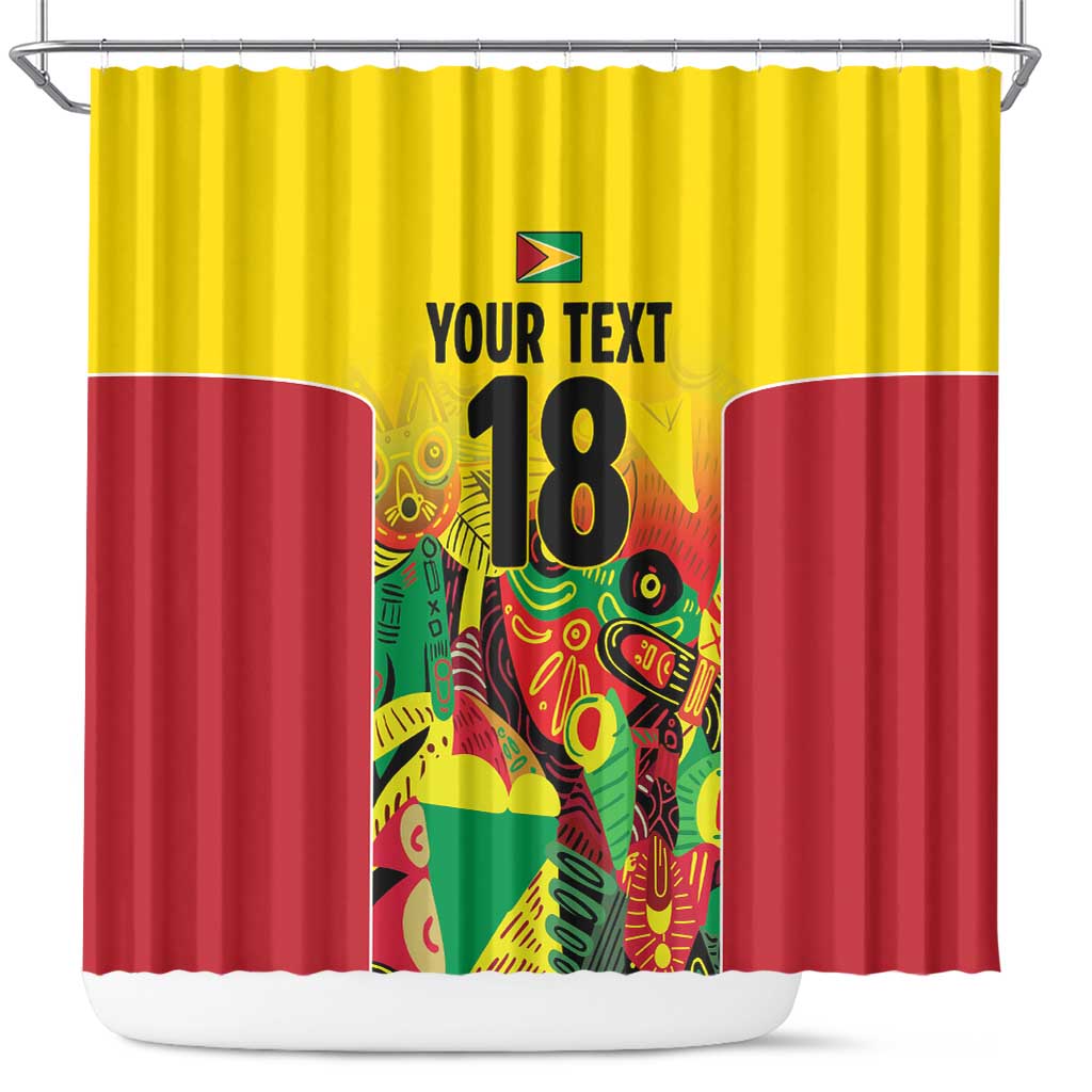 Custom Guyana Football Shower Curtain Golden Jaguars Spirit - Yellow - Wonder Print Shop