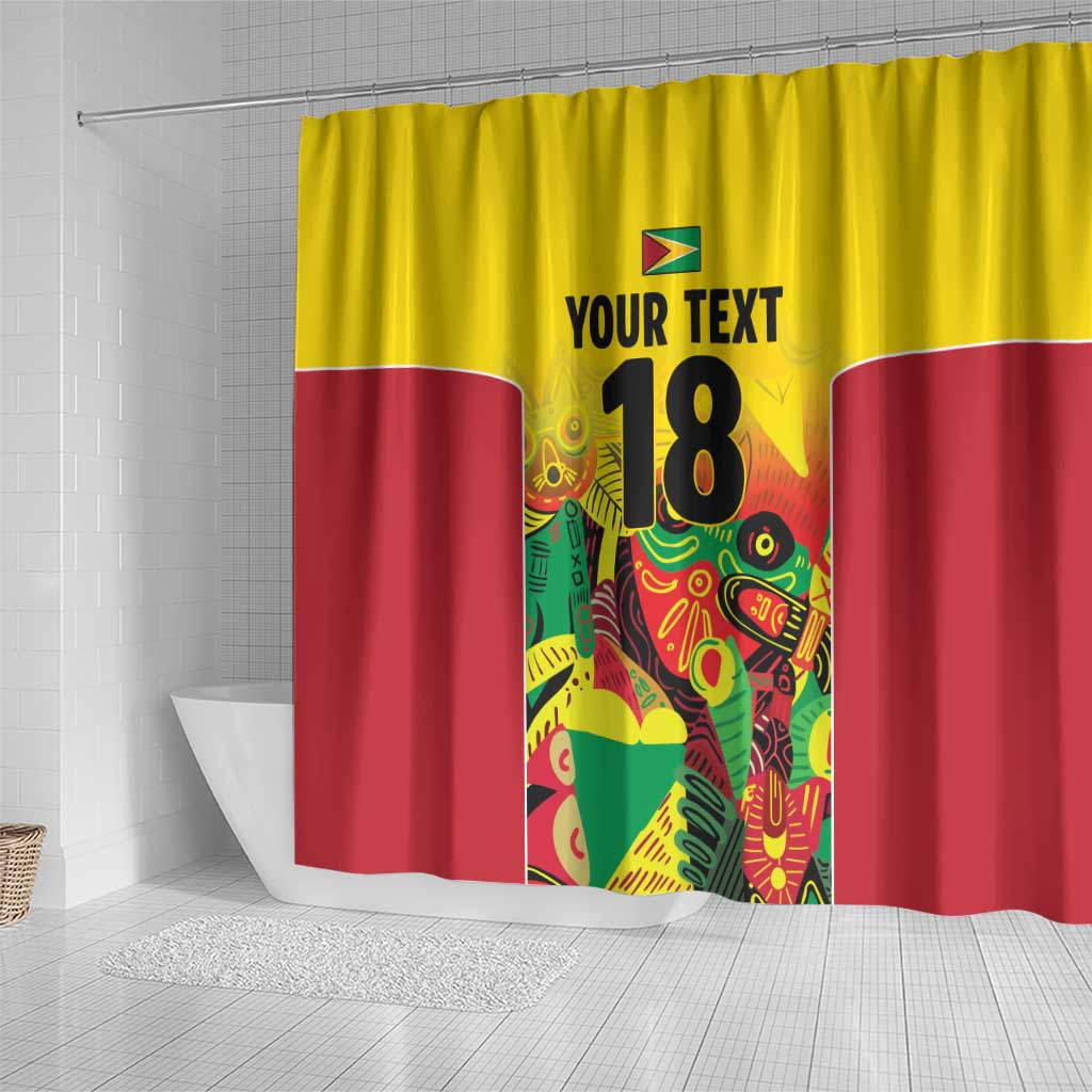 Custom Guyana Football Shower Curtain Golden Jaguars Spirit - Yellow - Wonder Print Shop