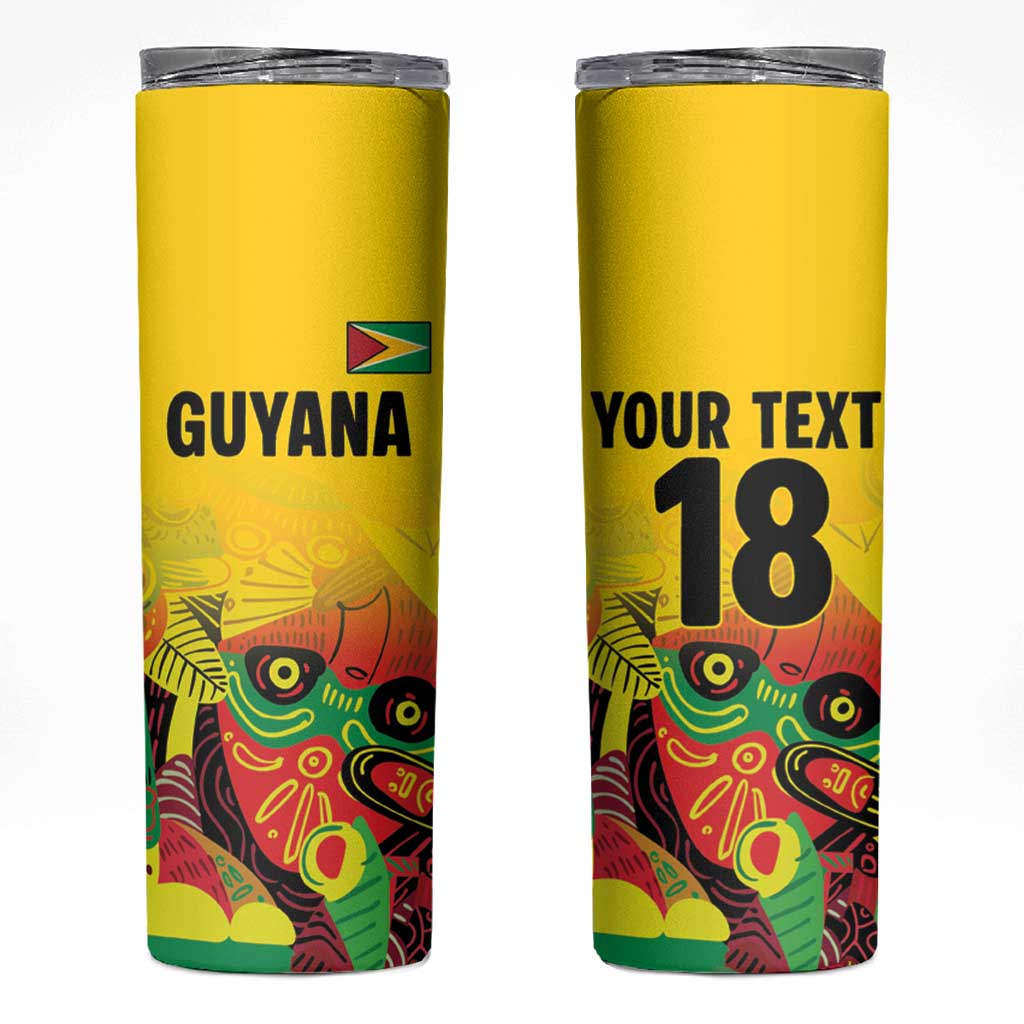 Custom Guyana Football Skinny Tumbler Golden Jaguars Spirit - Yellow - Wonder Print Shop