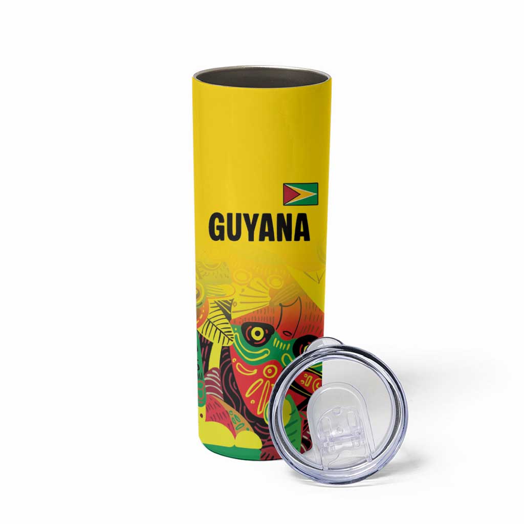 Custom Guyana Football Skinny Tumbler Golden Jaguars Spirit - Yellow - Wonder Print Shop