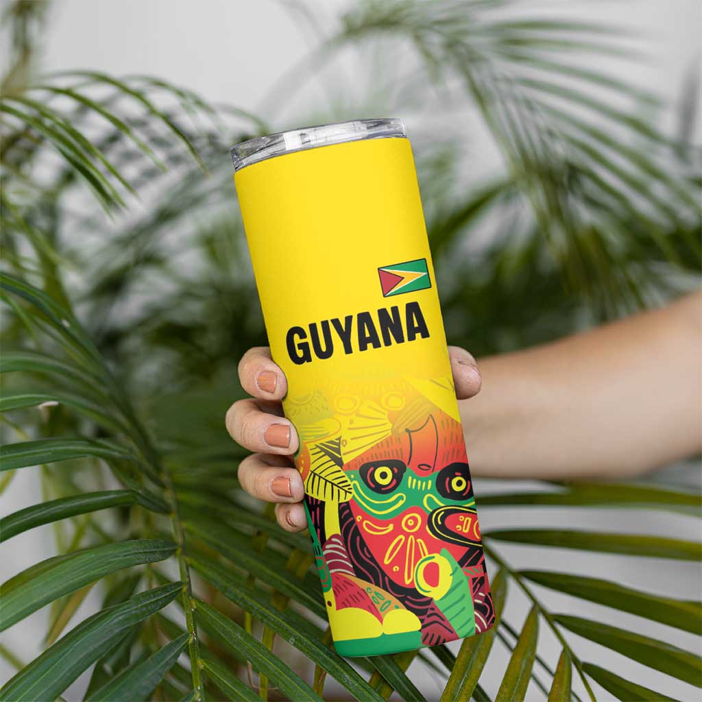 Custom Guyana Football Skinny Tumbler Golden Jaguars Spirit - Yellow - Wonder Print Shop