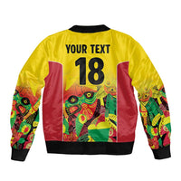 Custom Guyana Football Sleeve Zip Bomber Jacket Golden Jaguars Spirit - Yellow - Wonder Print Shop