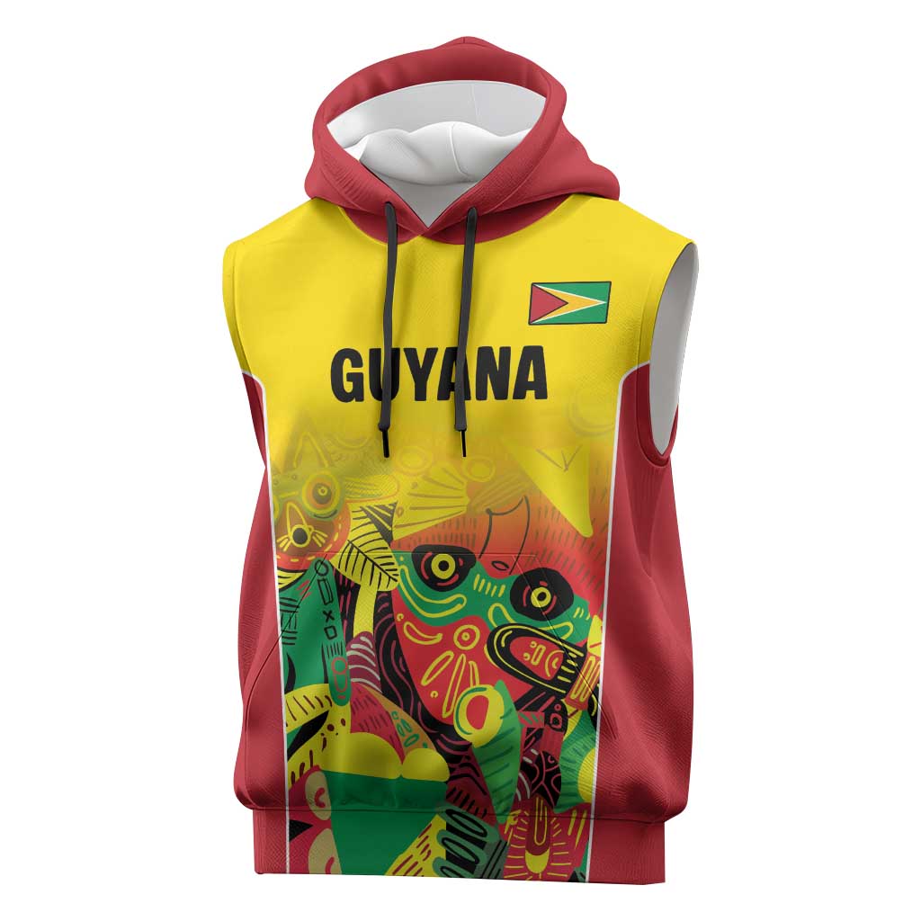 Custom Guyana Football Sleeveless Hoodie Golden Jaguars Spirit - Yellow - Wonder Print Shop