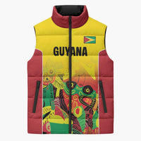 Custom Guyana Football Sleeveless Puffer Jacket Golden Jaguars Spirit - Yellow - Wonder Print Shop