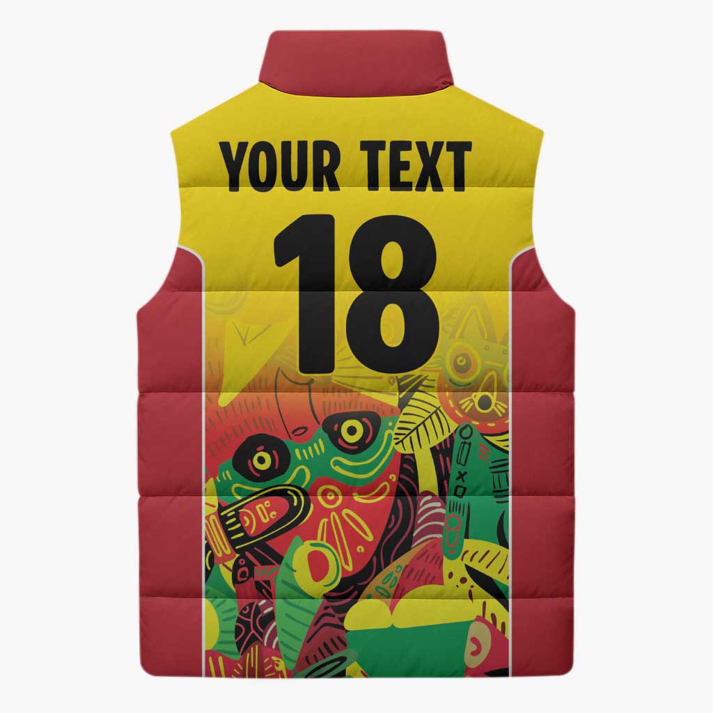 Custom Guyana Football Sleeveless Puffer Jacket Golden Jaguars Spirit - Yellow - Wonder Print Shop