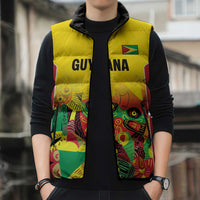 Custom Guyana Football Sleeveless Puffer Jacket Golden Jaguars Spirit - Yellow - Wonder Print Shop