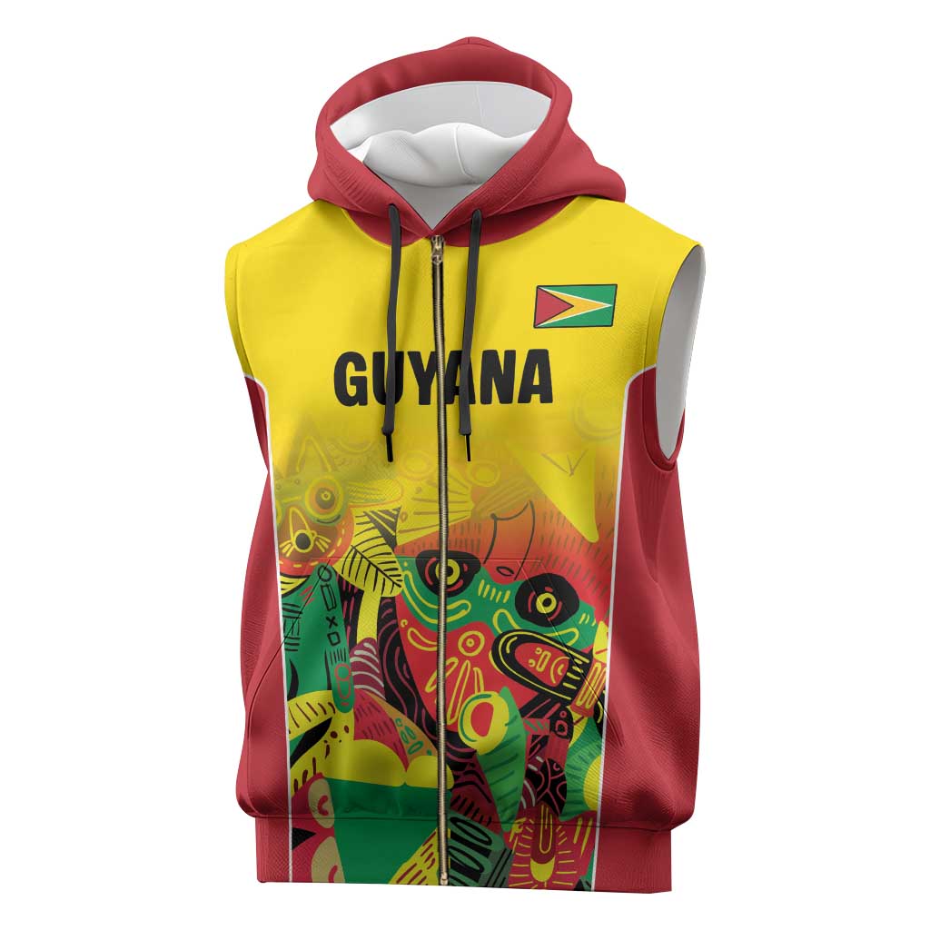 Custom Guyana Football Sleeveless Zip Hoodie Golden Jaguars Spirit - Yellow - Wonder Print Shop