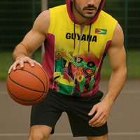 Custom Guyana Football Sleeveless Zip Hoodie Golden Jaguars Spirit - Yellow - Wonder Print Shop