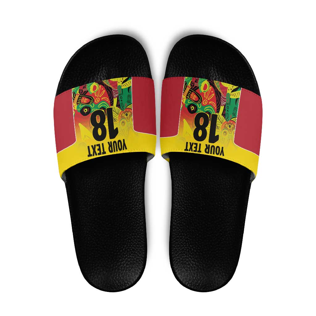 Custom Guyana Football Slide Sandals Golden Jaguars Spirit - Yellow - Wonder Print Shop