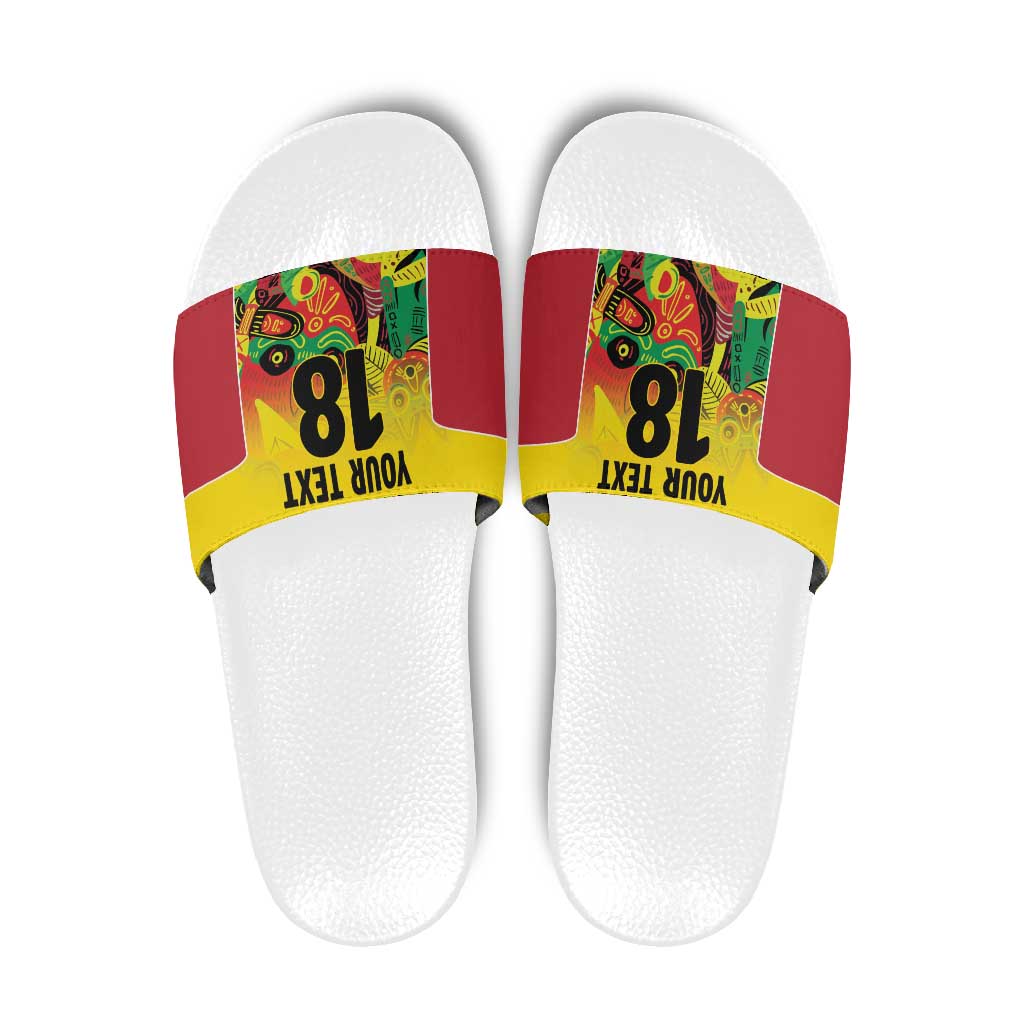Custom Guyana Football Slide Sandals Golden Jaguars Spirit - Yellow - Wonder Print Shop