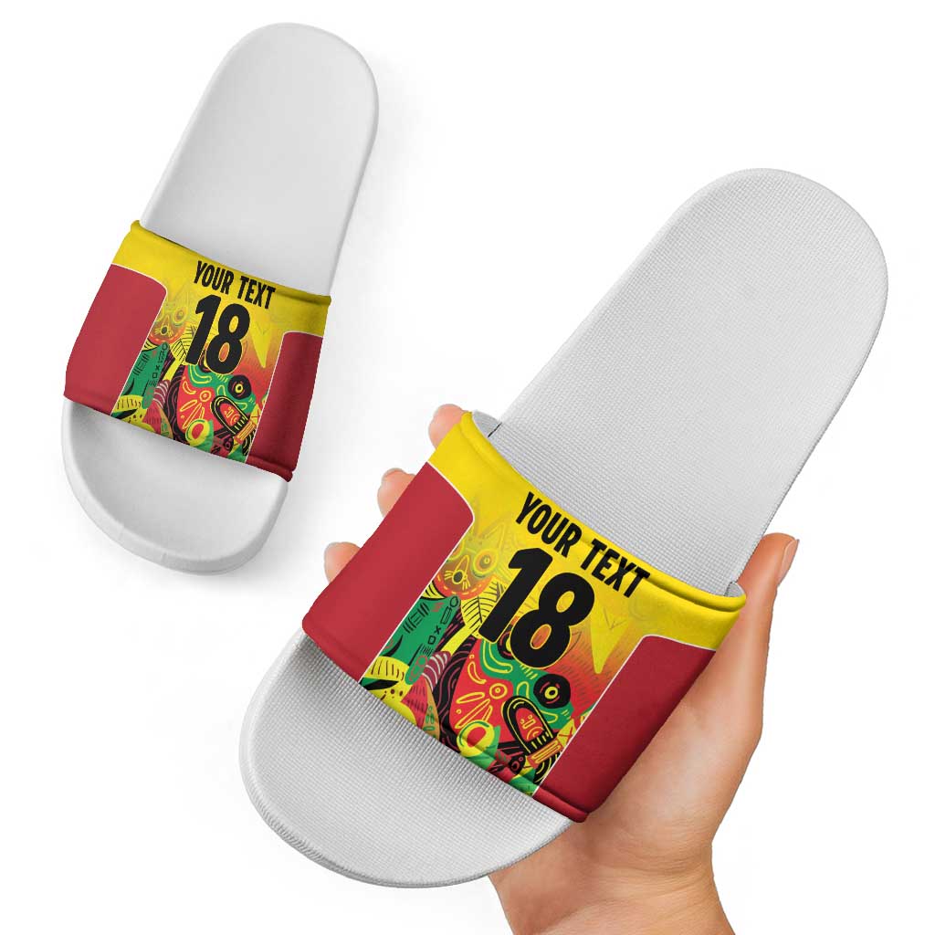 Custom Guyana Football Slide Sandals Golden Jaguars Spirit - Yellow - Wonder Print Shop