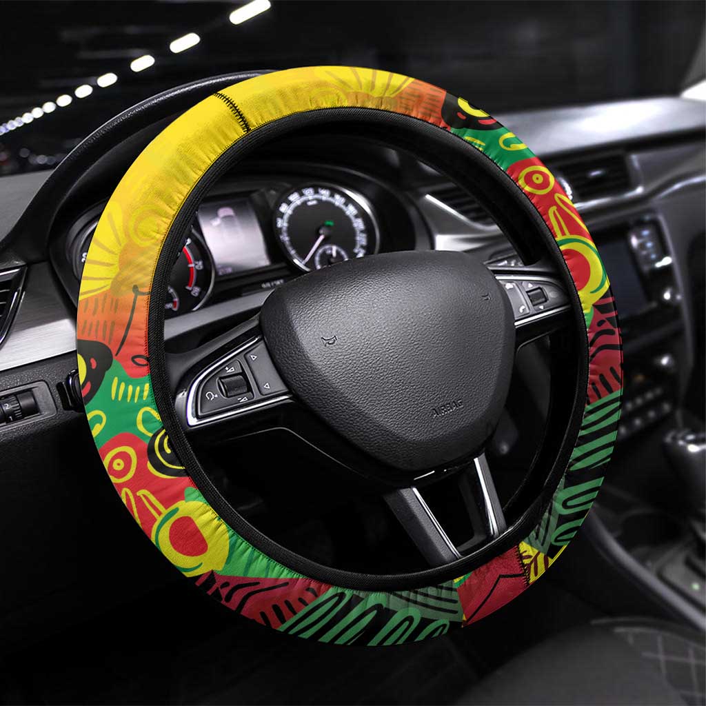 Guyana Football Steering Wheel Cover Golden Jaguars Spirit - Yellow - Wonder Print Shop