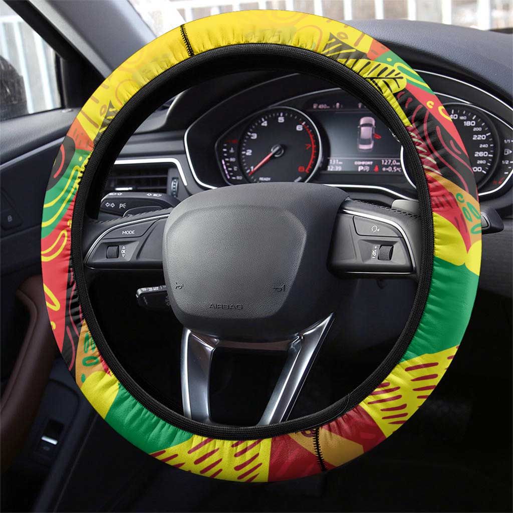 Guyana Football Steering Wheel Cover Golden Jaguars Spirit - Yellow - Wonder Print Shop